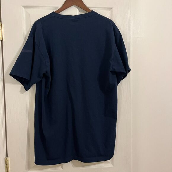 Vintage 90s Nike V-Neck Tee Dark Blue - Embroidered Swoosh Mark - Size XL - Picture 4 of 4